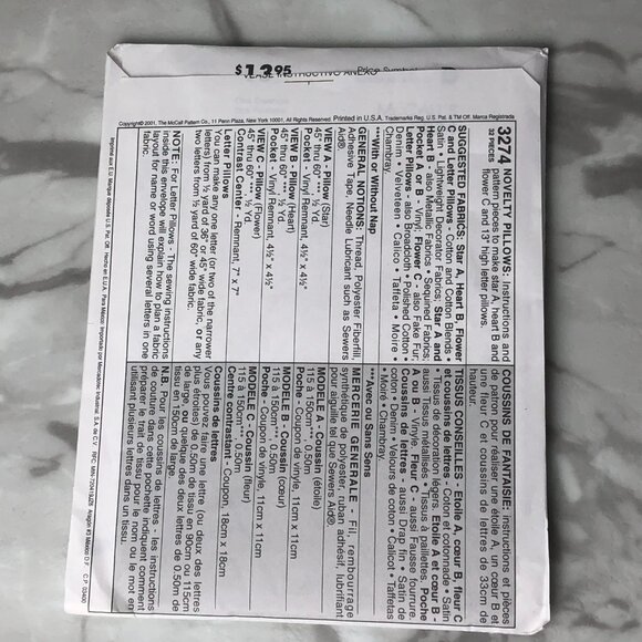 2001 VTG McCALL`s Crafts Pattern 3274 pillow Talk Sewing cozy stuff letters - Picture 2 of 6